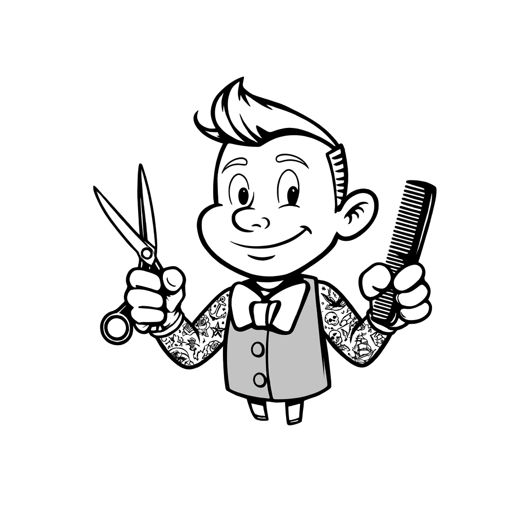 Vintage cartoon barber mascot
