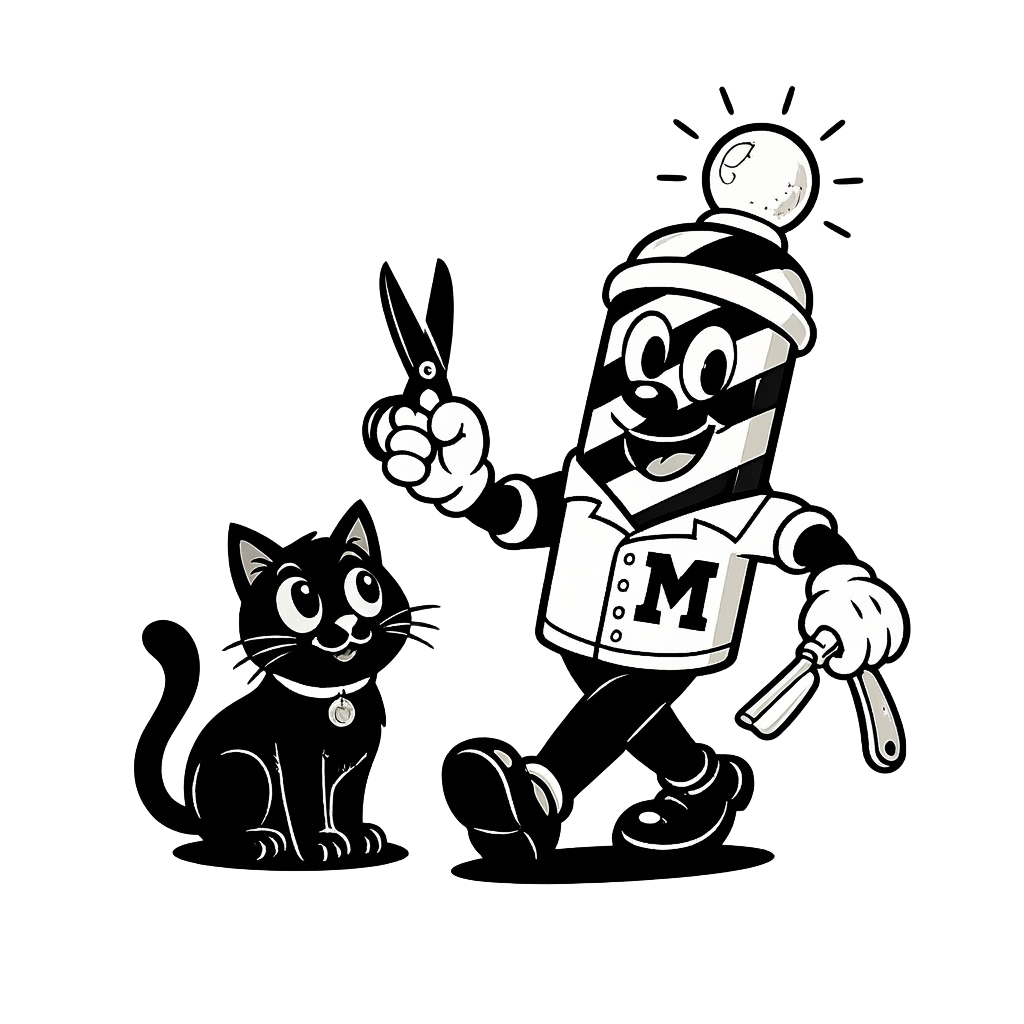 Vintage cartoon barber mascot